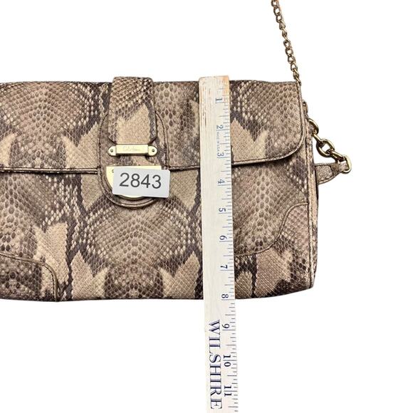 Cole Haan Snake Animal Print Embossed Leather Baguette Handbag Clutch - Picture 10 of 10